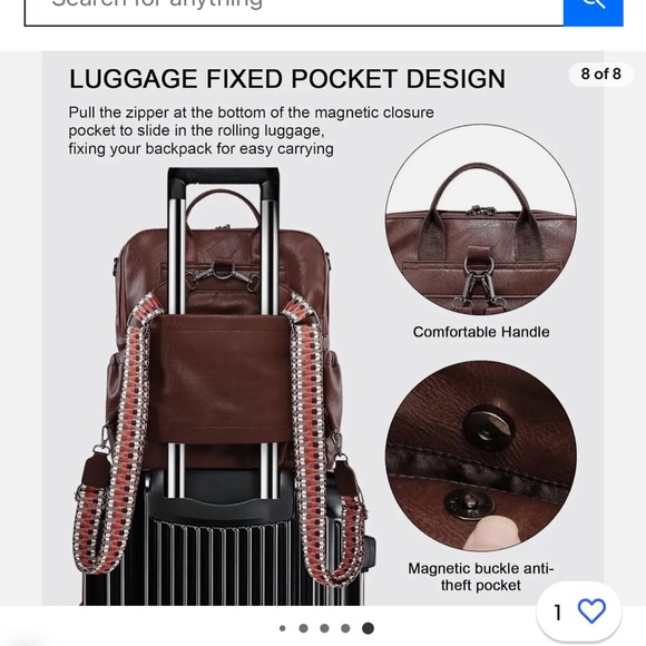 TVCDFG Leather Backpack Purse for Women Fashion Multipurpose Design Convertible - Picture 5 of 5